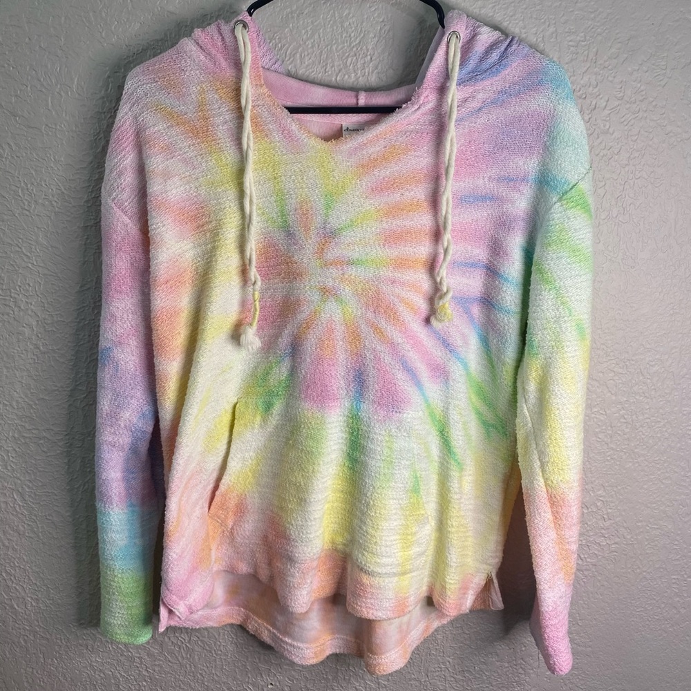 Cute Red dress tie dye sweater with hood
